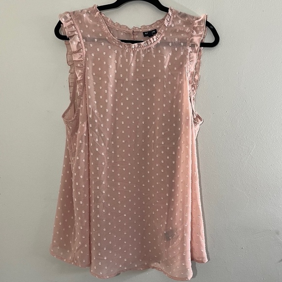 Torrid Top 14 Pink Chiffon Swiss Dot Tank Feminine Coquette Mature Ballerina 80s - Picture 4 of 15